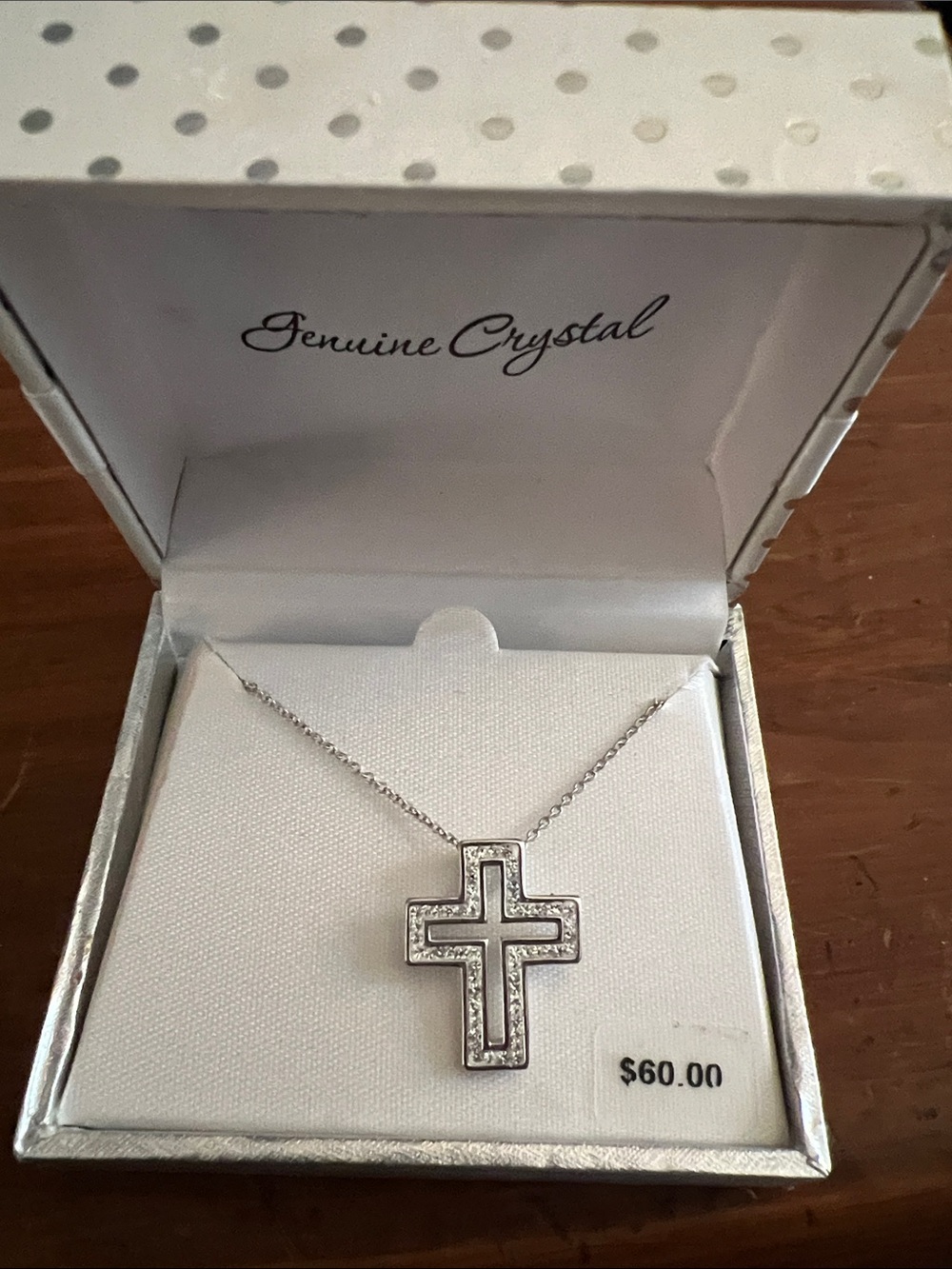 Kohl's Fine Silver Plated Crystal Cross Pendant Necklace NIB